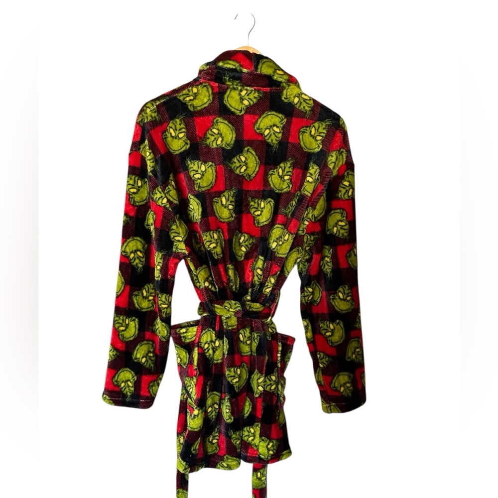 Red and black plaid with Green Grinch Robe size S/CH - Picture 2 of 8
